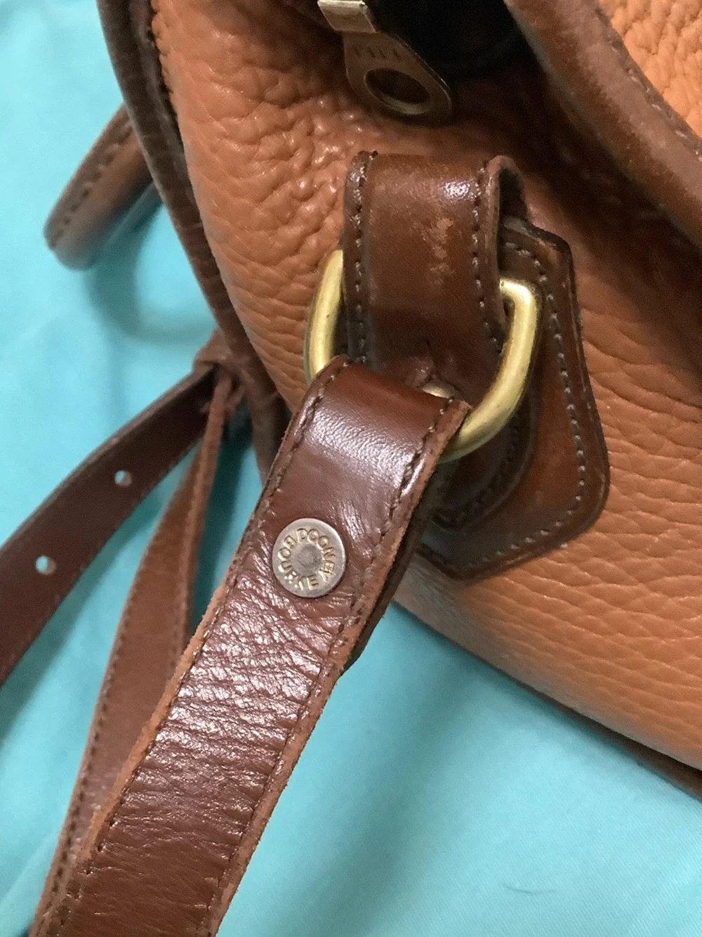 Dooney & Bourke Brown All-Weather Leather Satchel with Gold Hardware